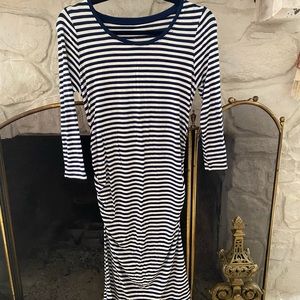 Navy striped maternity dress